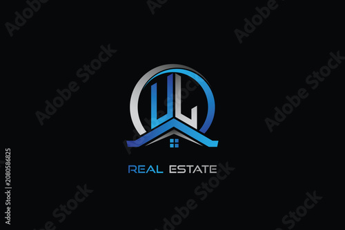 UL real estate letters logo design for construction or house. UL real estate letters logo Vector design