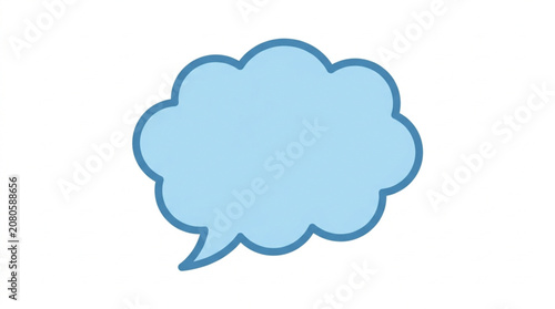 Blue Speech Bubble Cloud Shape Isolated.