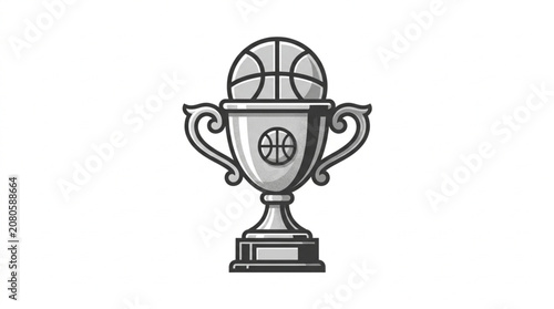 Basketball Trophy with Ball Illustration.