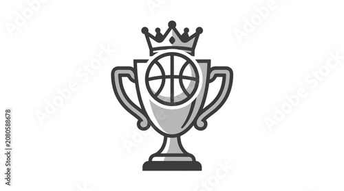 Basketball Trophy with Crown Symbolizing Championship Victory.