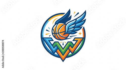 Basketball with Wings Logo Design.