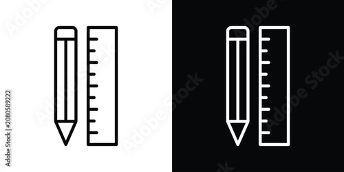 Schilderij op canvas Pencil and ruler icon