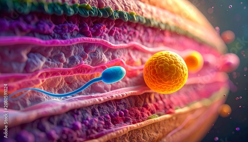Close Up In Vitro Fertilization IVF Process With Colorful Medical Science and Embryology Concept