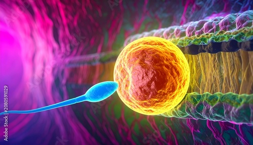 Close Up In Vitro Fertilization IVF Process With Colorful Medical Science and Embryology Concept