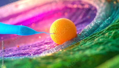 Close Up In Vitro Fertilization IVF Process With Colorful Medical Science and Embryology Concept