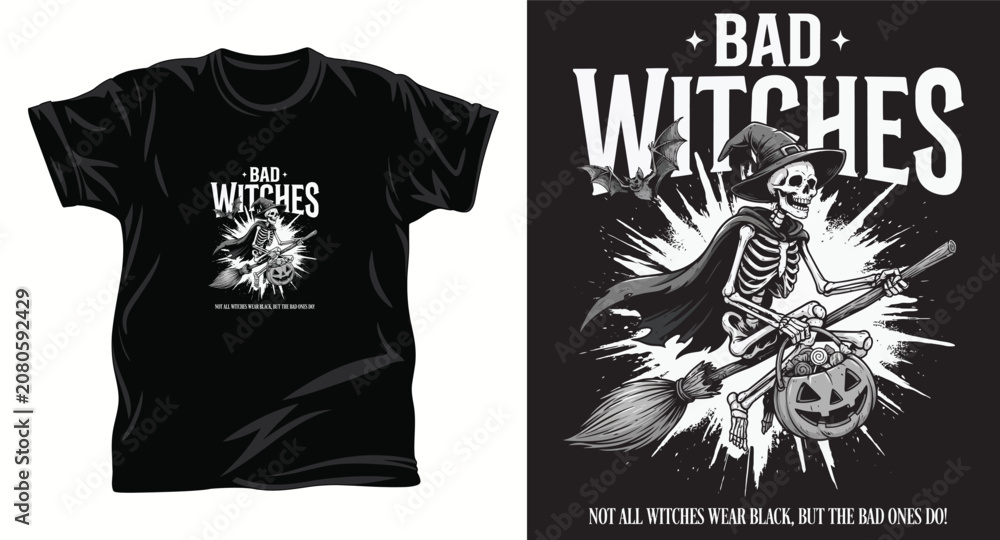 Fototapeta premium Witchcraft graphic vector t shirt design print.