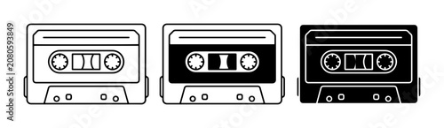 Canvas Print Retro Cassette Tape Icons, Vintage Audio Media, 3-Piece Vector Set