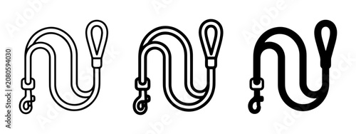 Fotografie Dog Leash Icons, Pet Walking Equipment Set, Animal Accessory Vector Graphics
