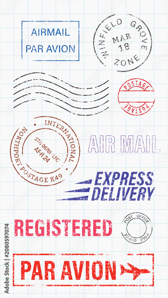Fototapeta premium Vintage postal stamp collection design vector elements