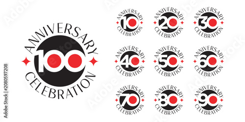 Collection of anniversary logo design. Celebration day special vector symbol concept
