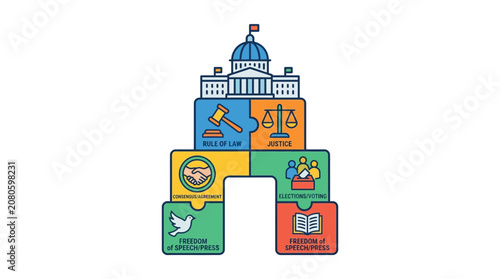 Government and Civic Rights Concept Illustration with Puzzle Pieces