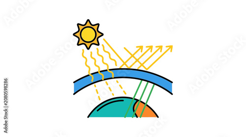 Greenhouse Effect and Solar Radiation Diagram
