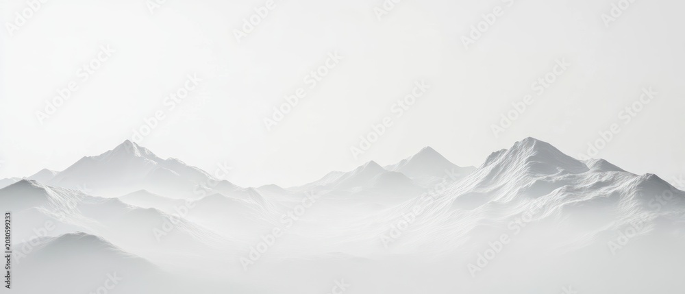 Fototapeta premium Serene mountain range in misty grayscale landscape