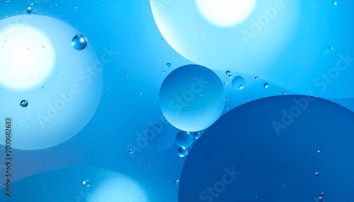 Abstract Blue Chemical Science Background With Molecules and Bubbles, Minimal Molecular Technology Concept