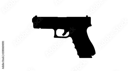 Cuadro en lienzo Handgun Silhouette Against A White Background Black And White Design