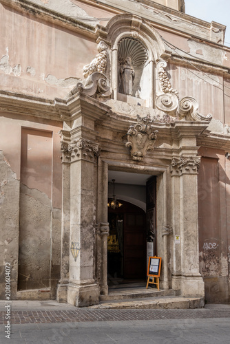 Canvastavla monumental portal of  sant Antonio Abate church, Cagliari, Italy