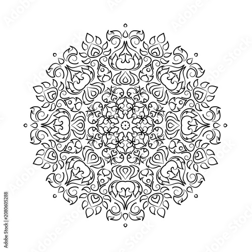 Elegant Thai Traditional Mandala Line Art Vector