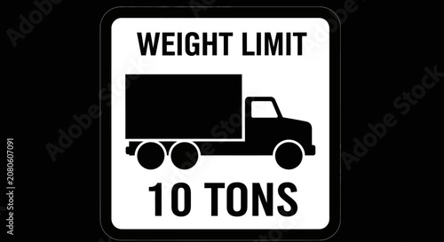 Obraz na plátně Weight limit truck sign board traffic.
