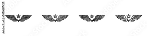 Photos Black and white sketch air force fighter icon design set