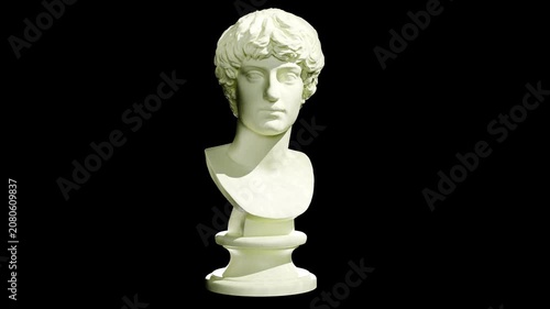 Museum Sculpture of Portrait of a man Turntable Animation

