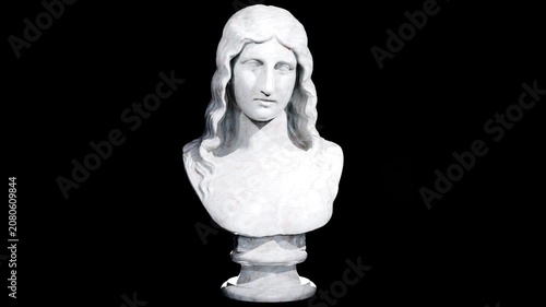 Historical Sculpture of Bust of a Barbarian Woman Black Background
