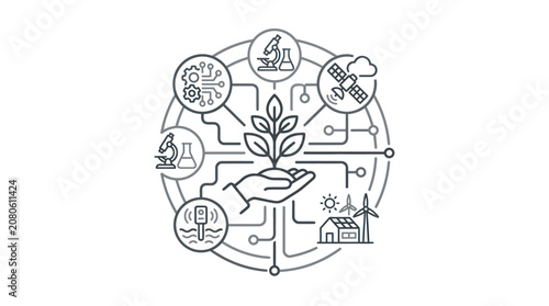 Foto Sprouting green plant in hand illustration.