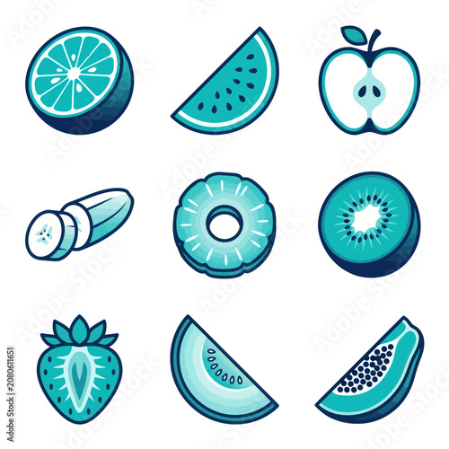 Variety of Fresh Fruit Illustrations.