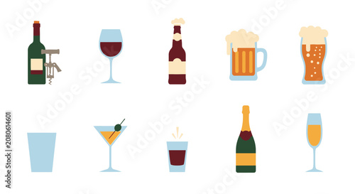 Foto Variety of Alcoholic Drink Icons Shown.