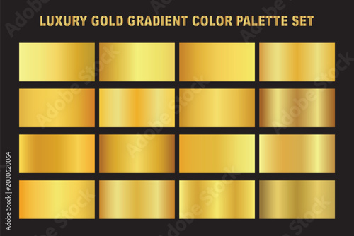 premium royal gold gradients swatch palette. golden metal gradient. realistic golden. Gold gradient set. Realistic metallic gold textures with smooth gradients and shine effects.                      