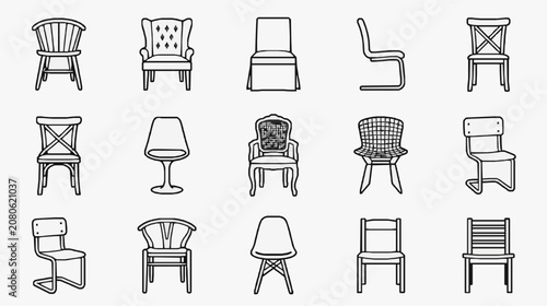 Creative Collection of 15 Unique Black and White Line Drawing Chair Designs for Interior Design Inspiration