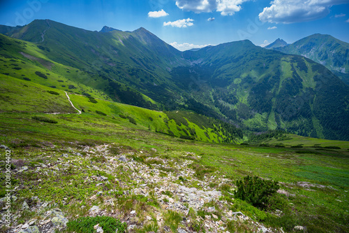 Panorama of Western Tatra Mountains view from Trzydniowianski Wierch, Poland