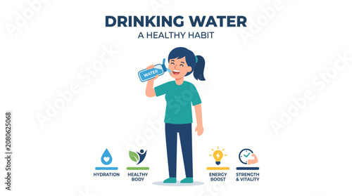 Photos Woman drinking water from bottle.