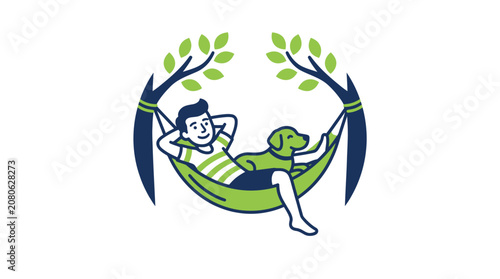 Canvas Print Woman Relaxing in Green Hammock Outdoors.