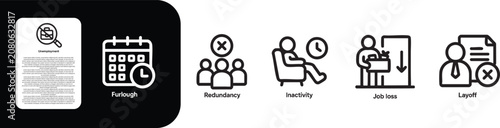 Foto Business and Time Management Icons Set,  Job loss, Layoff, Furlough, Redundancy,