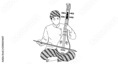Obraz na płótnie Man Playing Traditional Musical Instrument, Folk Music, Cultural Performance