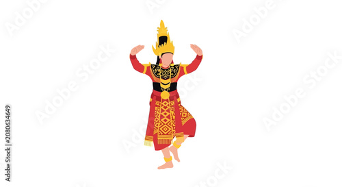 Obraz na plátně Traditional Khmer Dancer in Elaborate Costume Performing Graceful Ballet