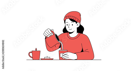 Obraz na plátně Woman eating breakfast with spoon.