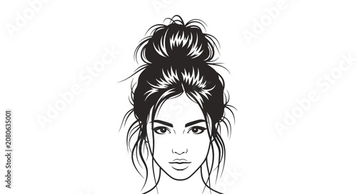 Woman with hair in bun.