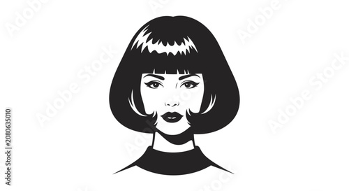 Woman with short black hair portrait.