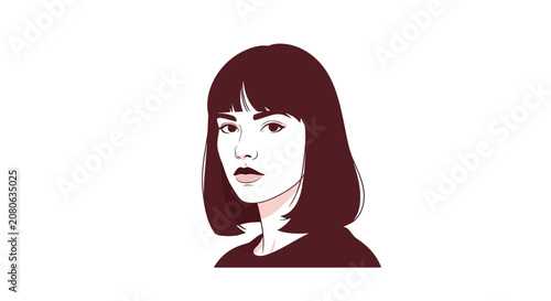 Fotografi Woman with Shoulder Length Hair Portrait.