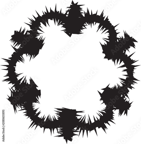 Black ink grunge shapes and rough textured geometric frames set for creative design projects.