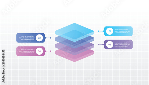 Fotografie 4 Layers Isometric Stacked Block Business Infographic Design