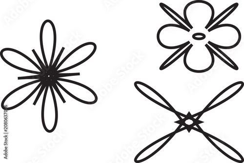 Simple black outline flower vector illustration for coloring book or minimalist design.