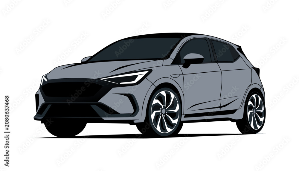 Fototapeta premium Modern small vehicle illustration showcasing practical mobility solutions for busy urban environments daily.