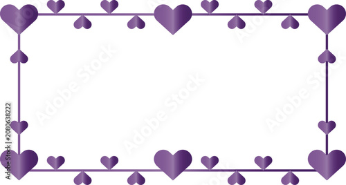 Quadro su tela Purple hearts frame on white background