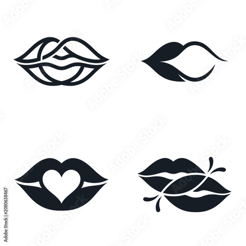 Black Silhouette Lips With Designs.