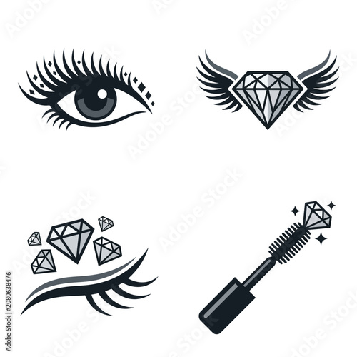 Black mascara and eye makeup design.