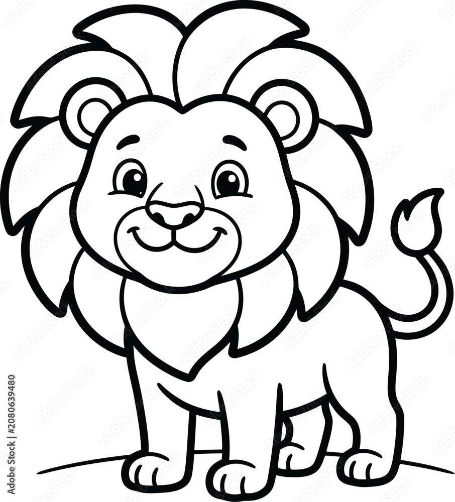Obraz premium Lion coloring page for kids fun and educational coloring book activity