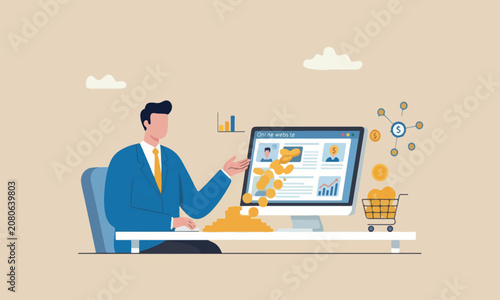 Tableau sur toile Make online online investment, internet or e-commerce, sell product online, affi