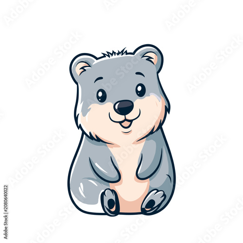 Cute cartoon bear sitting isolated vector illustration